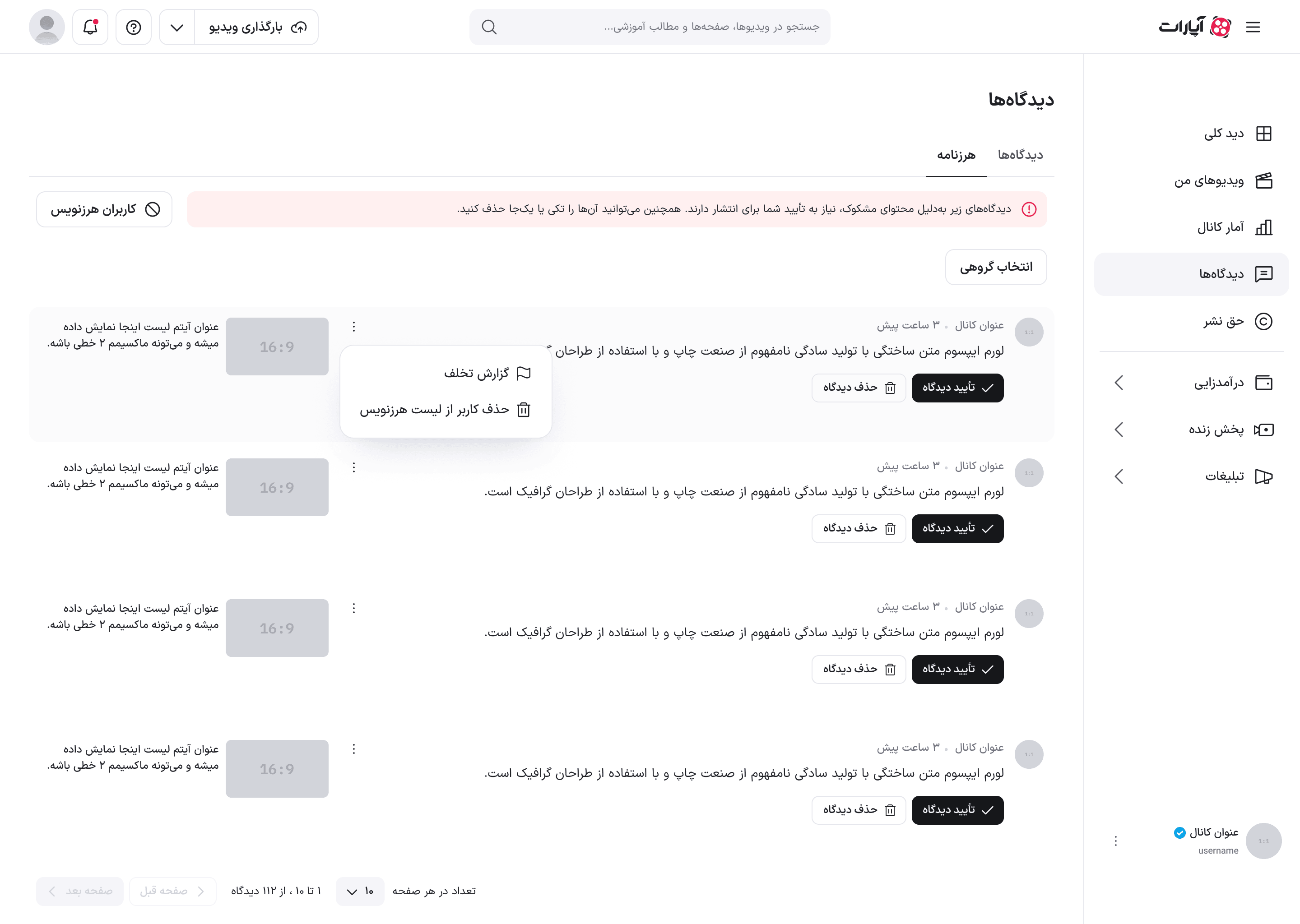 منوی یک دیدگاه هرز وقتی نویسنده در فهرست هرزنویس است